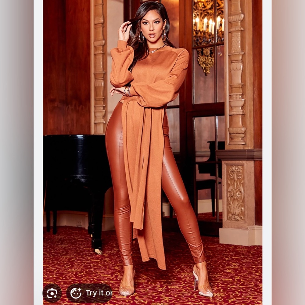 NWT Cognac Slit Tunic - Picture 2 of 3